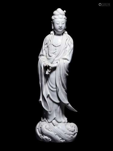 A Blanc-de-Chine Porcelain Figure of Guanyin