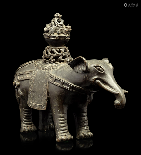 A Bronze Elephant-Form Incense Burner