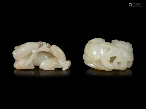 Two White Jade Carving of Double Animals