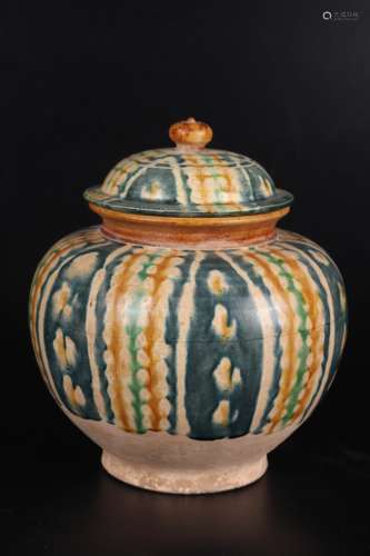 Three color covered jar