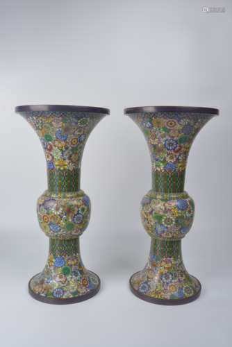 A pair of cloisonné goblets