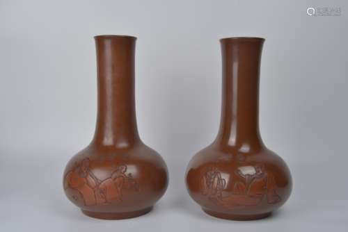 A pair of Qingzhou kiln vases