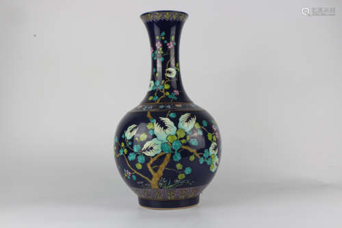 Qing Guangxu quarter blue Buddha's hand floral vase