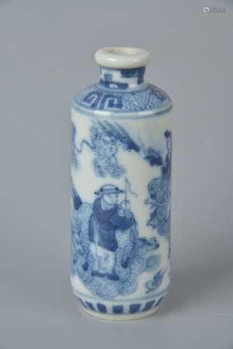 A blue and white porcelain snuff bottle