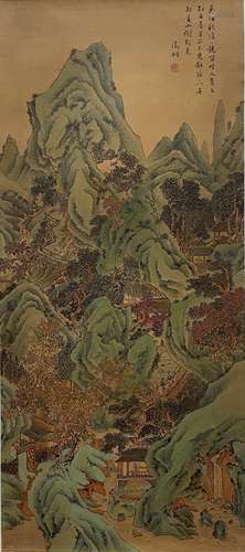 Wen Zhengming Landscape scroll on silk