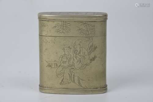 White bronze tobacco paste box