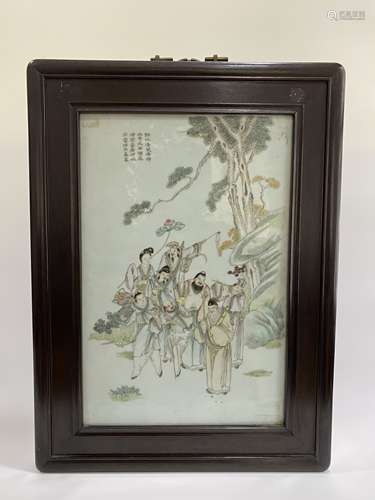 Porcelain panel with storytelling figures