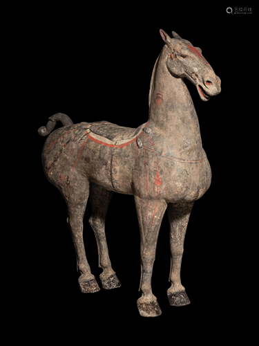 A Grey Pottery Figure of a Horse