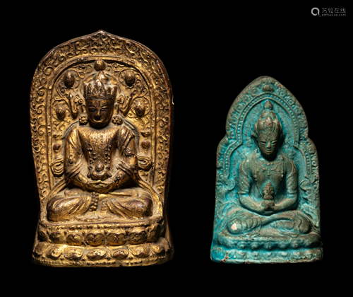 Two Figures of Seated Buddha