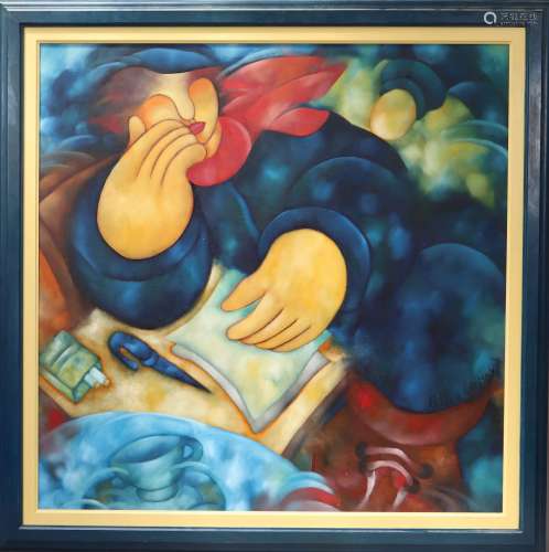 Antonio Carmo (né en 1949) Artiste peintre portugais Huile s...
