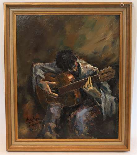 Guitariste de Mariu Léon Artiste peintre français Huile sur ...