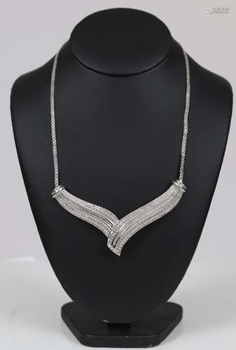 Collier En argent, composition de diamants taille brillant e...