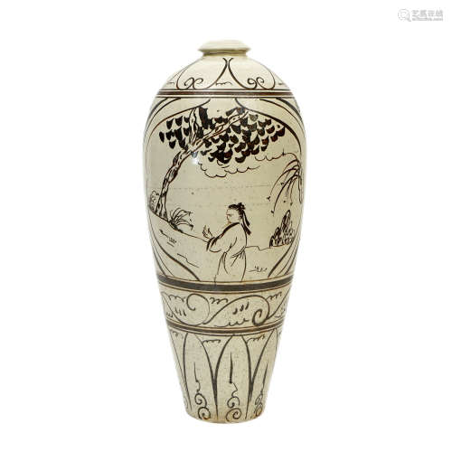 A Cizhou kiln vase with figures painted, Song Dynasty
宋代磁...