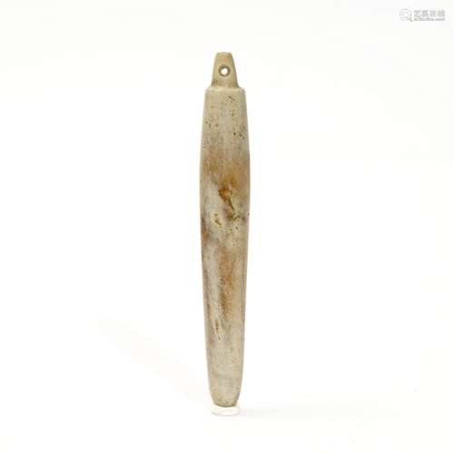 A piece of jade in the shape of a cone, during the cultural ...