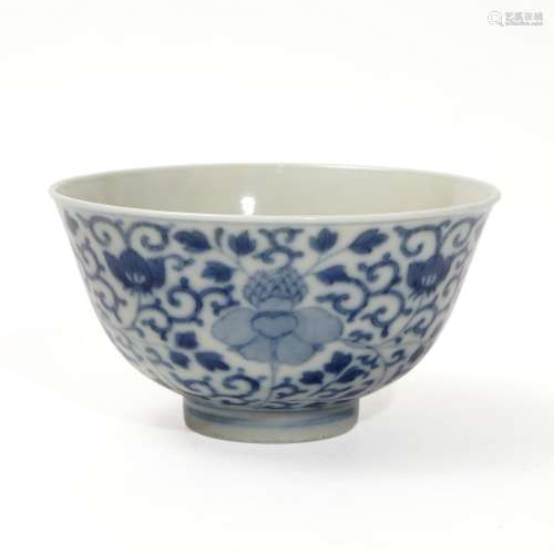 A blue vase with floral pattern, Daoguang Period, Qing Dynas...
