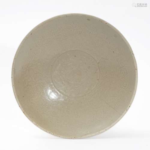 A Ding Kiln Plate, Moulded with Four Phoenix and Pisces, Jin...
