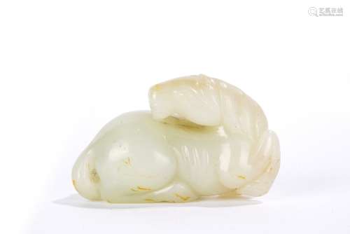 Chinese Nephrite White Jade Horse Carving
