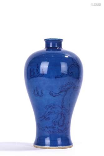 Chinese Painted Blue Glazed Vase