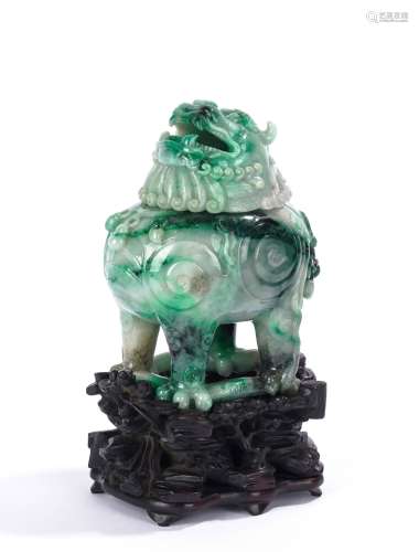 Very Rare Chinese Natural Jadeite Luduan Censer
