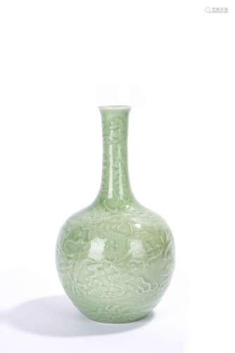 Chinese Celadon Glazed Moulded Dragon Vase