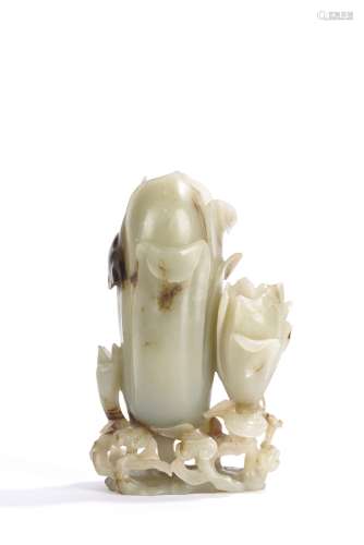Chinese White Jade Magnolia Vase