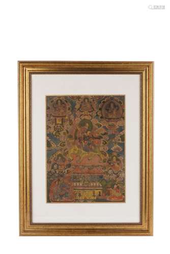 Framed Colored Tibetan Thangka