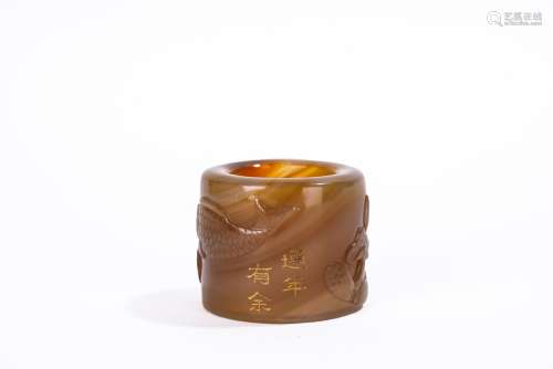Chinese Agate Incised Archer's Ring