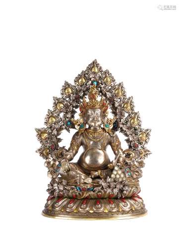 Large Tibetan Silver Figure of Jambhala