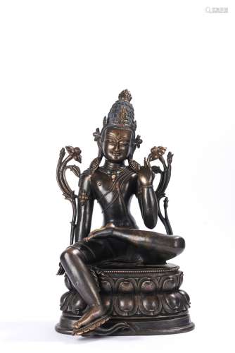 Tibetan Copper Alloy Figure of Bodhisattva