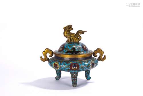 Chinese Cloisonne Enamel Tripod Censer