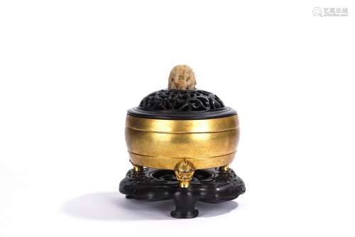 Chinese Gilt Bronze Tripod Censer