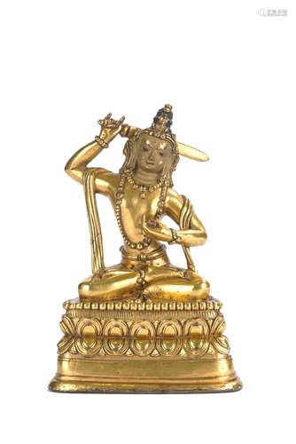 Mongolian Gilt Bronze Figure of Manjushri