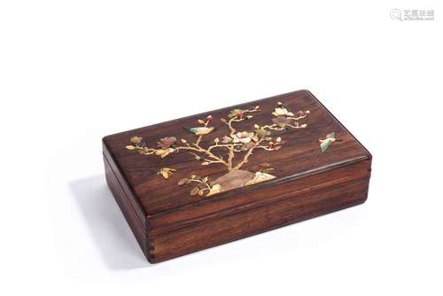 Chinese Huanghuali Inlaid Rectangular Box