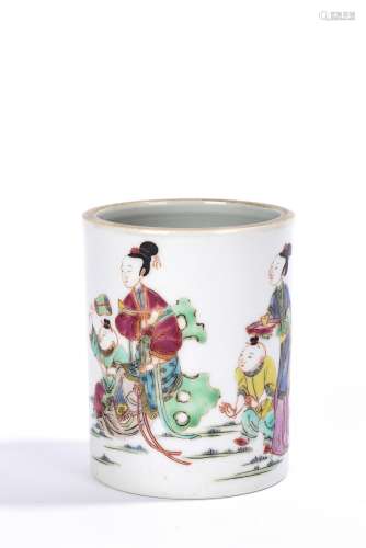 Chinese Famille Rose Figures Brushpot