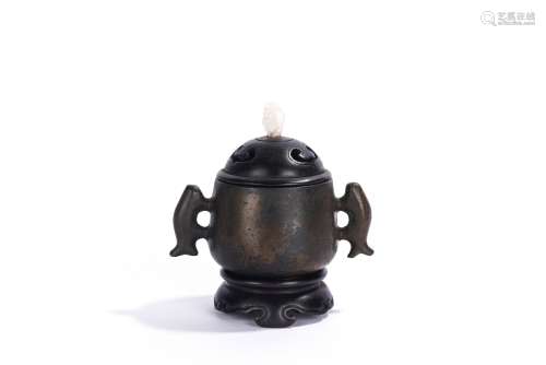 Chinese Bronze Censer with Handles