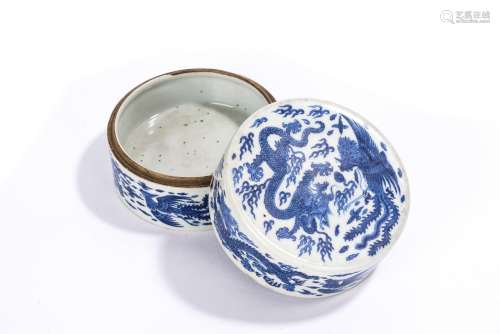 Chinese Blue and White Phoenix and Dragon Jar