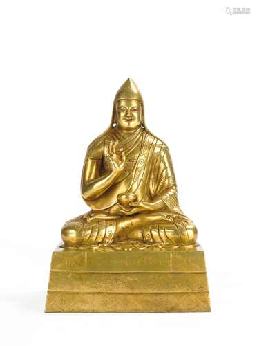 Mongolian Gilt Bronze Figure of Lama