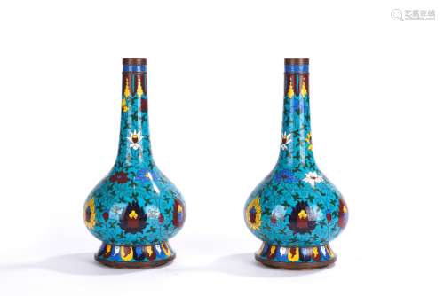 Chinese Cloisonne Enamel Vase Pair