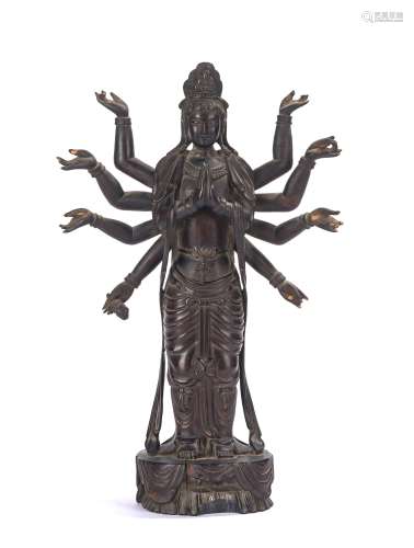 Fine Chinese Rosewood Eight Arm Avalokitesvara