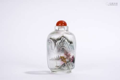 Chinese Glass Inside Painted Scenery Snuff Bottle