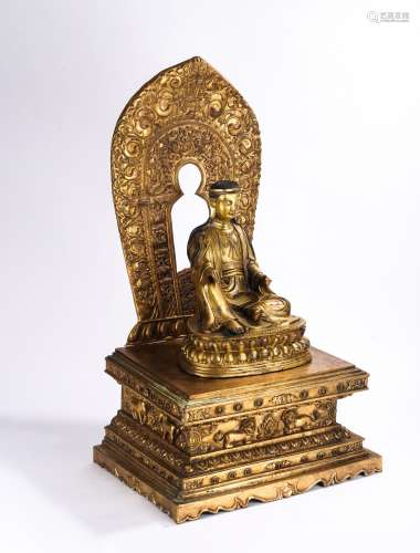 Gorgeous & Large Gilt Bronze Bodhisattva with Stand