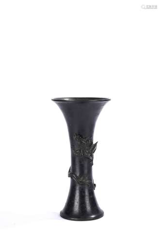 Chinese Bronze Dragon Gu Vase