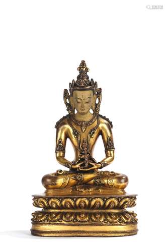 Tibetan Gilt Bronze Figure of Amitabha