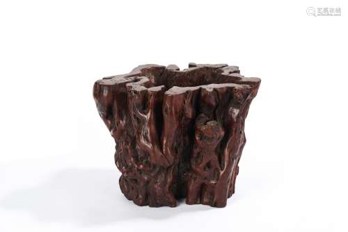 Large Chinese Grotesque Wood Brushpot