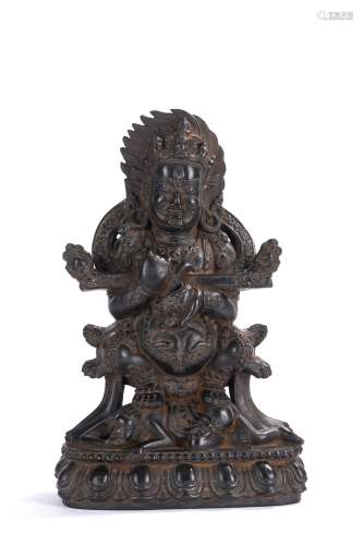 Large Tibetan Black Stone Figure of Mahakala
