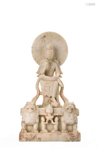 Rare and Gorgeous Chinese White Marble Buddha Figure
