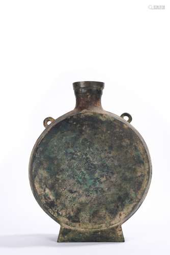 Chinese Archaic Patinated Bronze Moon Vase