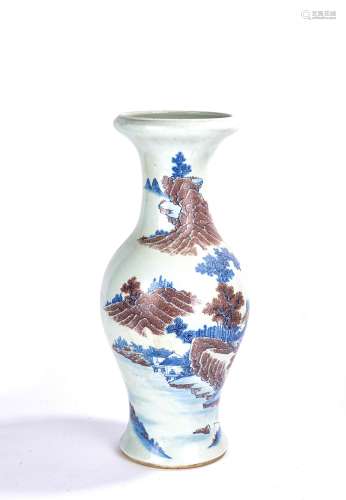 Large Chinese Underglaze Red Blue and White Vase