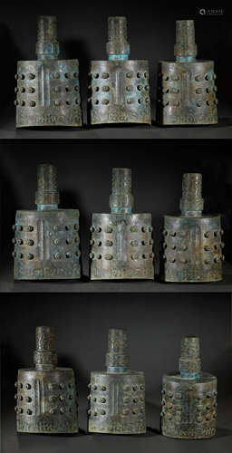 A SET OF BRONZE BELLS,CHINA