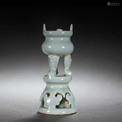 CHINESE CELADON-GLAZED CENSER